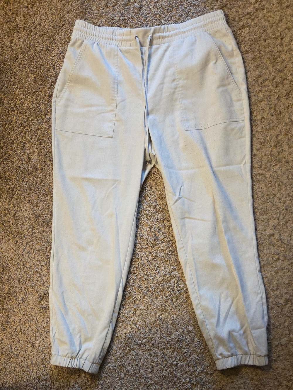 Nine West Light Beige Drawstring Jogger Pants
